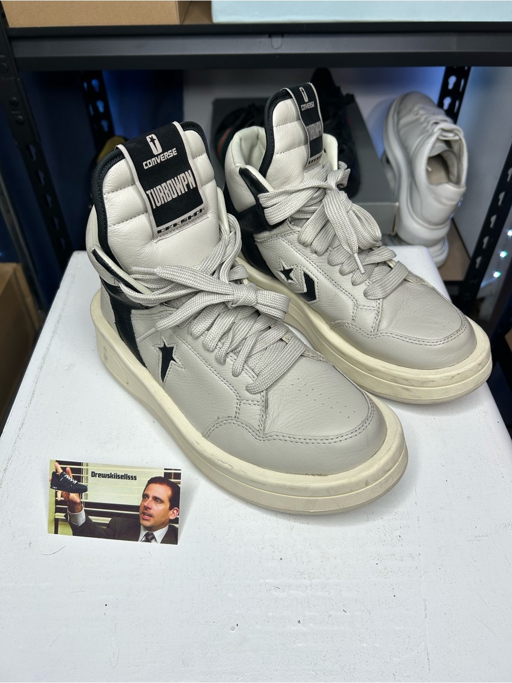 Converse Rick Owens x DRKSHDW TURBOWPN Mid Oyster Black A06758C - Size 6.5 Mens